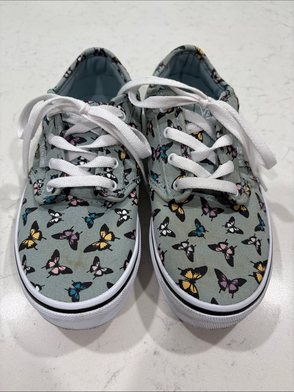 Vans Kids Butterfly Canvas Sneakers - Sage with Multicolor Butterflies